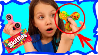 Как сделать спиннер DIY - Skittles FIDGET SPINNER Challenge Челлендж Съедобный Фиджет Спиннер из Конфет Скитлс / Вики Шоу